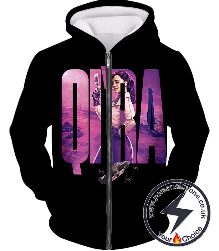 Star Wars Super Cool Character Promo Qira Awesome Black Zip Up Hoodie